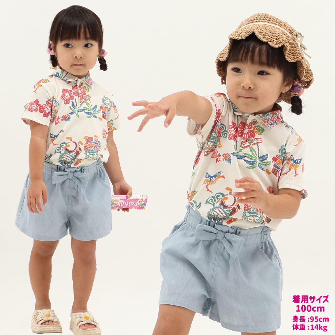 キッズかりゆしウェア 250301 沖縄柄を拡大したデザイン画像