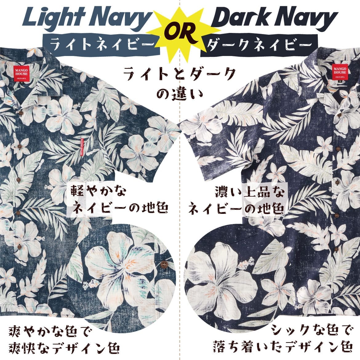 メンズかりゆしウェアの柄のディテール