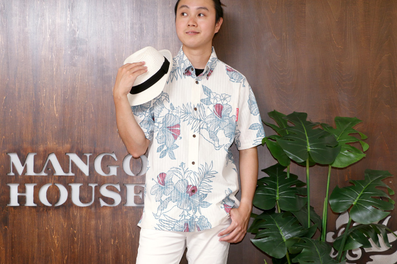 ヤンバルクイナ柄のメンズかりゆしウェア