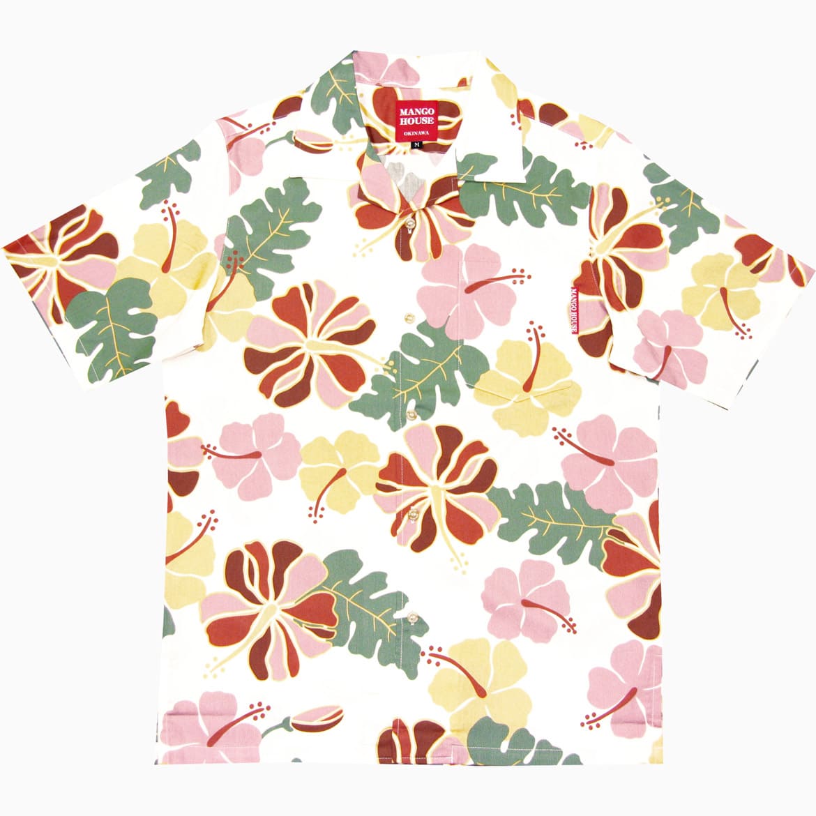 沖縄アロハシャツ　メンズ　かりゆしウェア　オフピンク