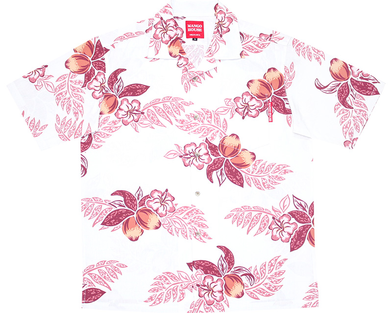 アロハシャツ－かりゆしウェア【マンゴハイビー（開襟シャツ）　メンズ】オフレッド