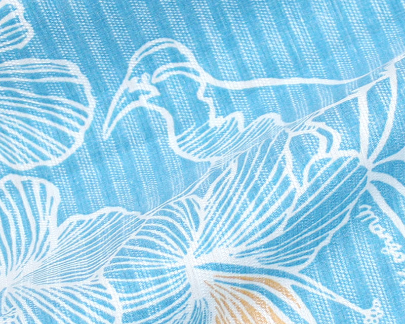 ヤンバルクイナ柄のメンズかりゆしウェア　ライトブルーの生地