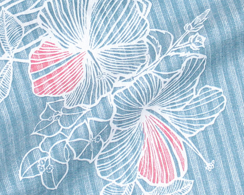 ヤンバルクイナ柄のメンズかりゆしウェア　ネイビーの生地