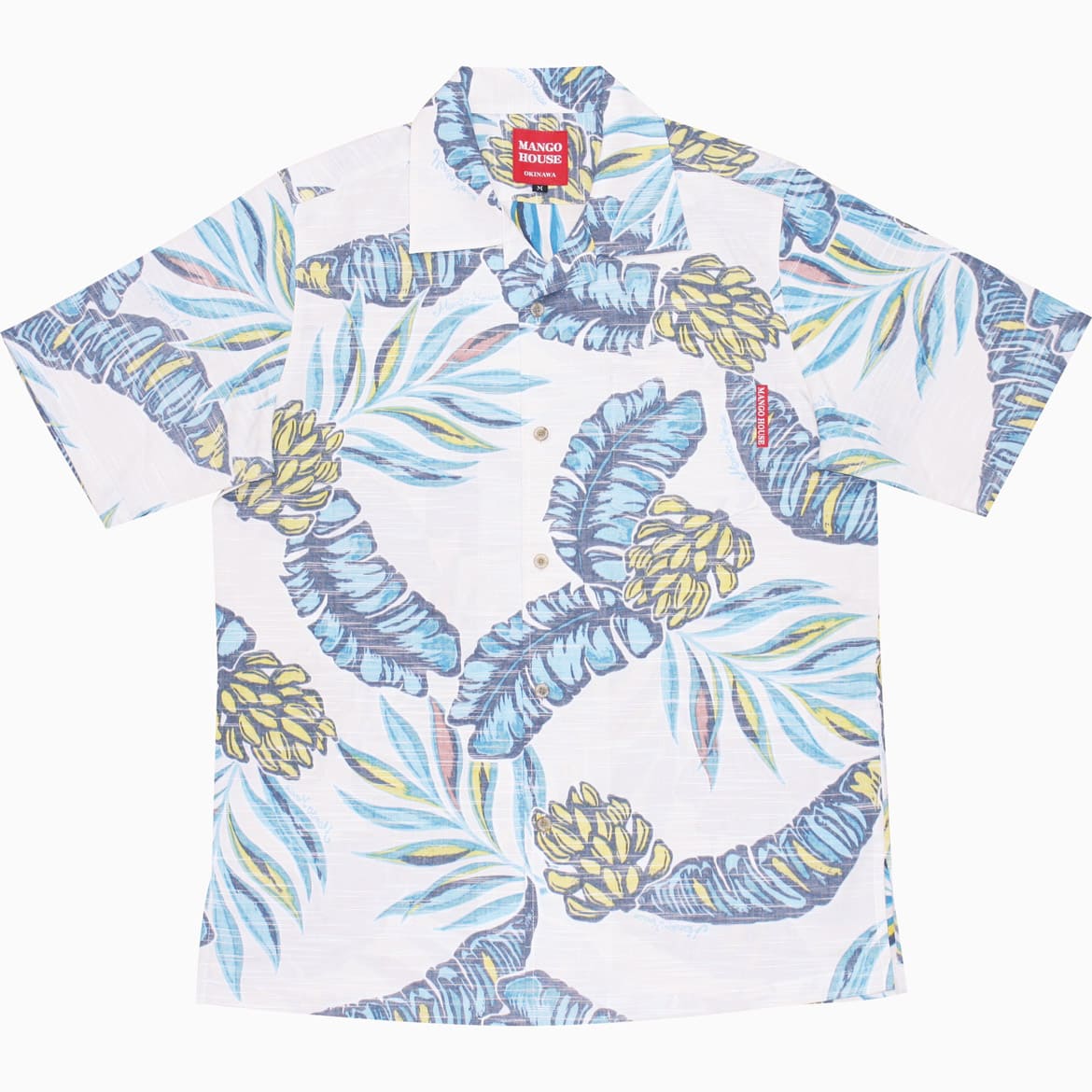 沖縄アロハシャツ　メンズ　かりゆしウェア　オフブルー