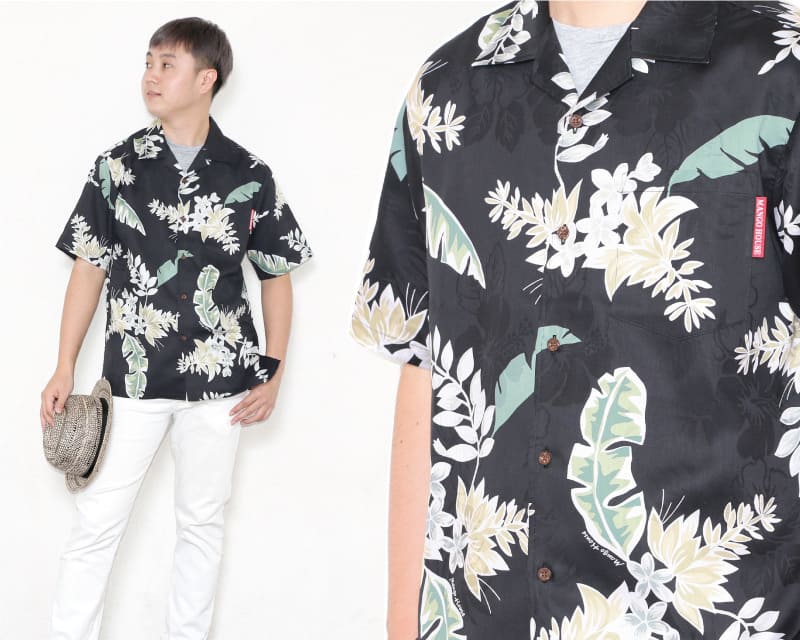 特別な気分を味わえるメンズアロハシャツ　ジャガード織り