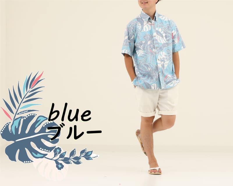 夏を涼しげに彩るボタンダウンシャツ　ブルー