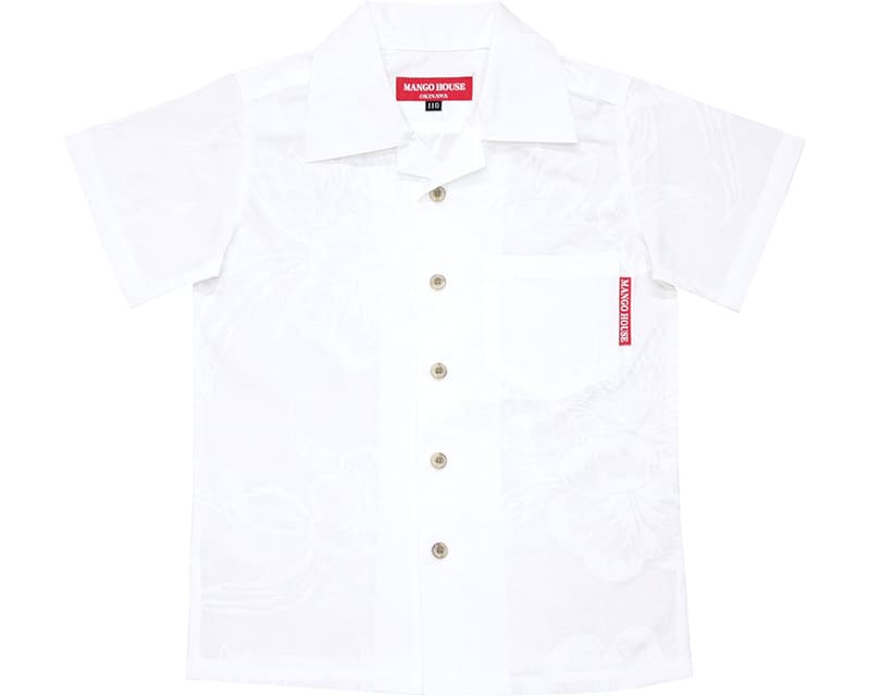沖縄アロハシャツ　キッズ　かりゆしウェア　ラッカーホワイト