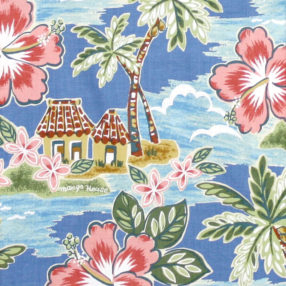 沖縄アロハシャツ　キッズ　キャミソールワンピース　かりゆしウェア　ブルー