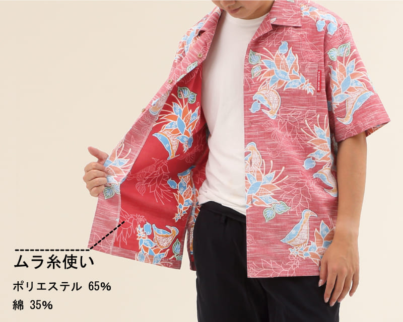 紅型調で可愛さとシックさを兼ね備えたメンズ沖縄アロハシャツ　生地