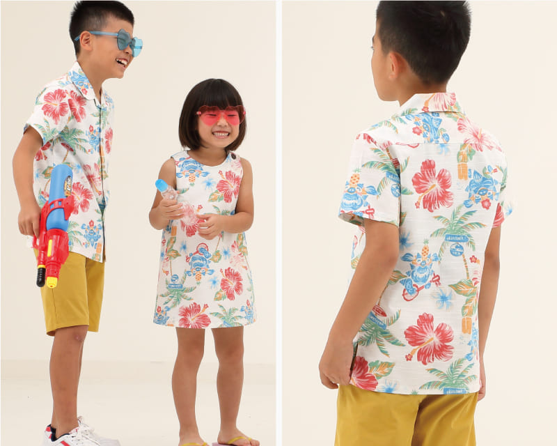 楽しくなれるキッズ沖縄アロハシャツ　アイボリー