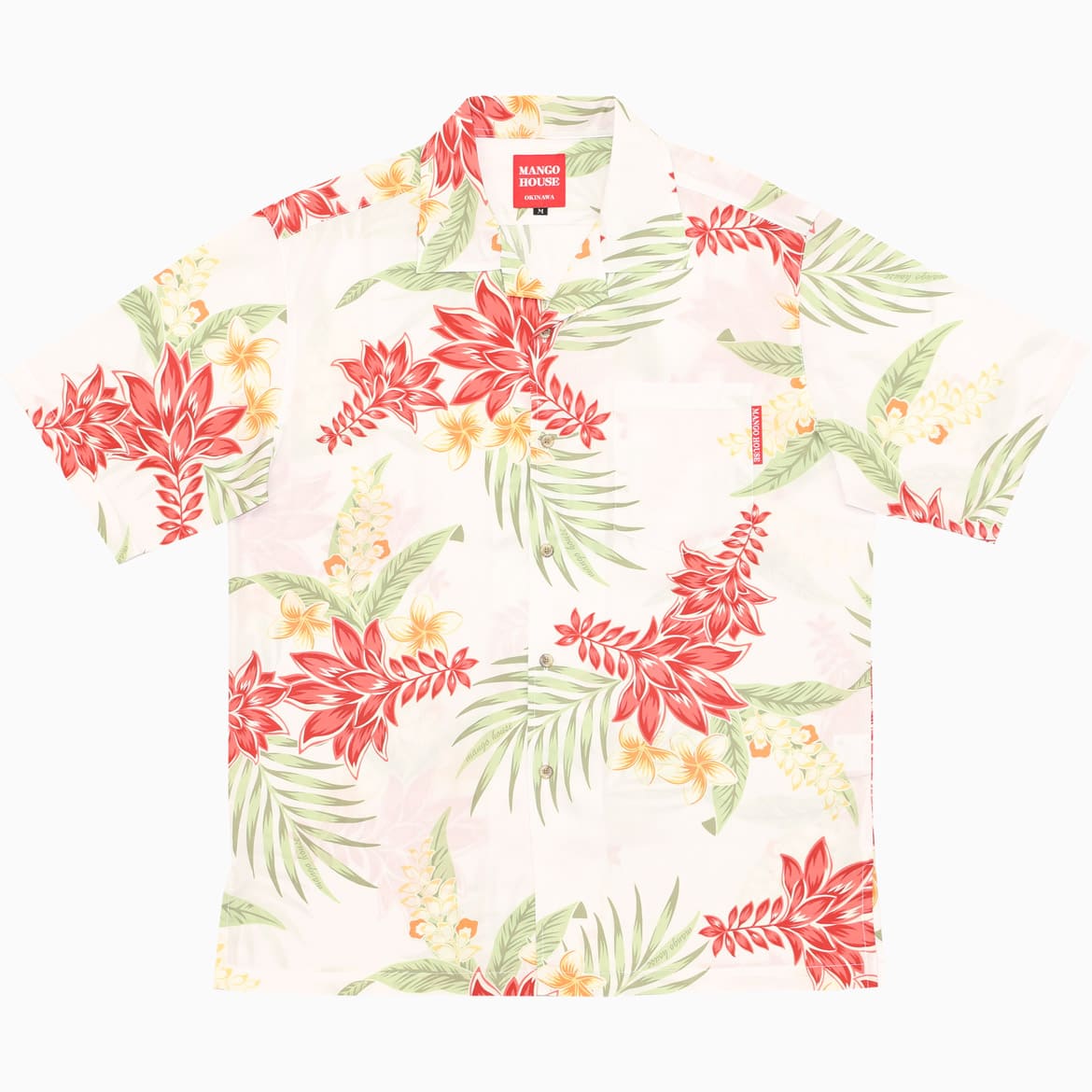 沖縄アロハシャツ　メンズ　かりゆしウェア　アイボリー