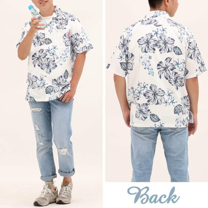 かりゆしウェア　沖縄アロハシャツ　メンズ アイボリー