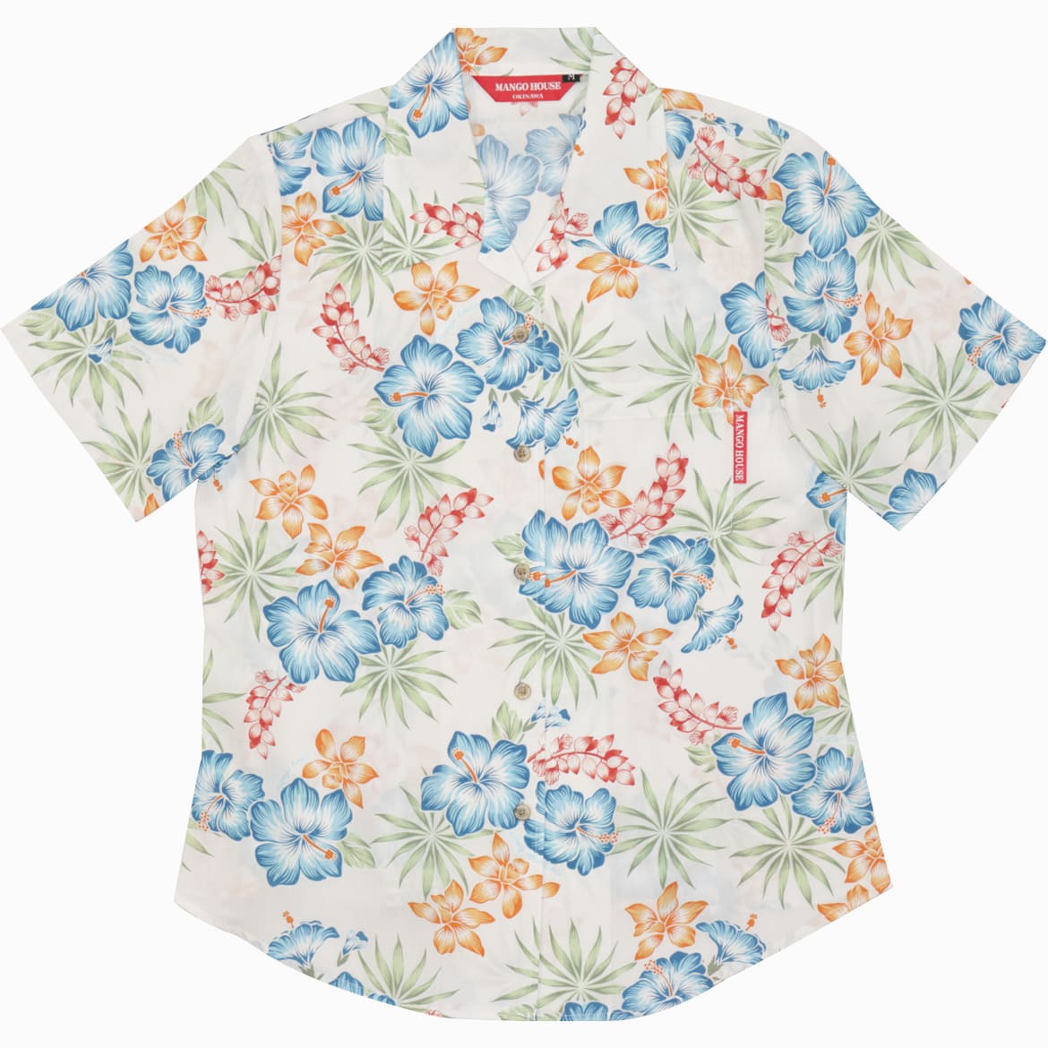 沖縄アロハシャツ　メンズ　かりゆしウェア　オフブルー
