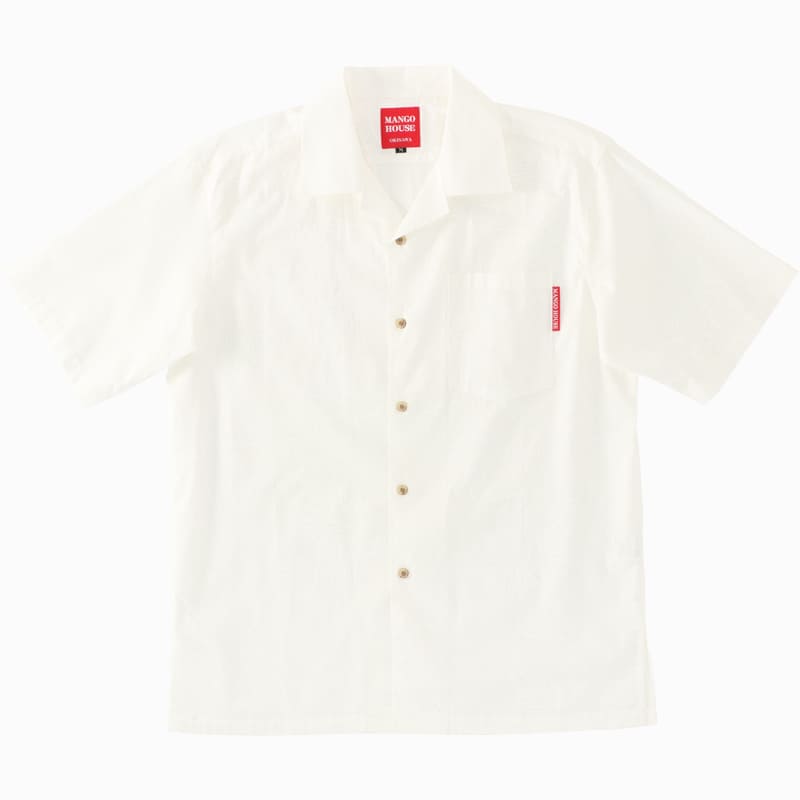 沖縄アロハシャツ　メンズ　かりゆしウェア　ラッカーホワイト