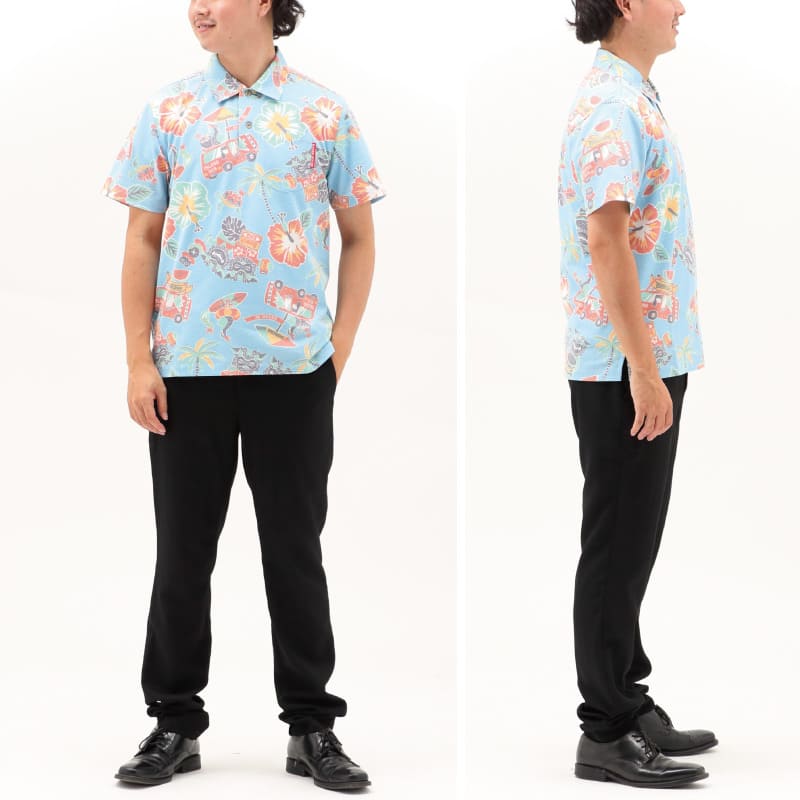 沖縄アロハシャツ　メンズ　かりゆしウェア　アイボリー