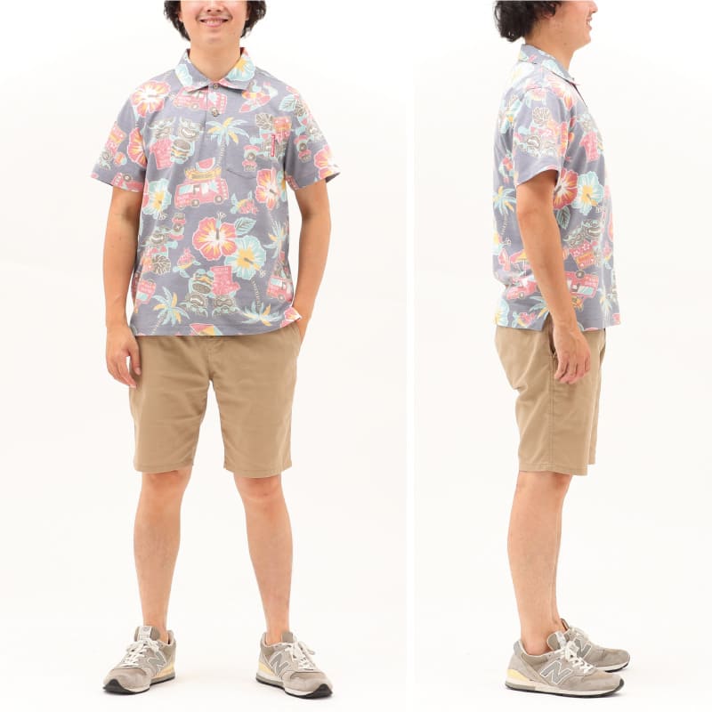 沖縄アロハシャツ　メンズ　かりゆしウェア　アイボリー