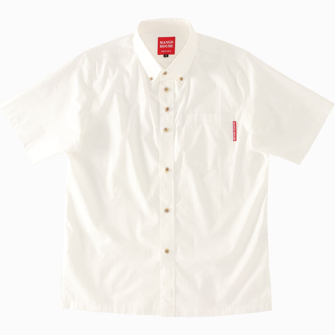 沖縄アロハシャツ　メンズ　かりゆしウェア　ラッカーホワイト