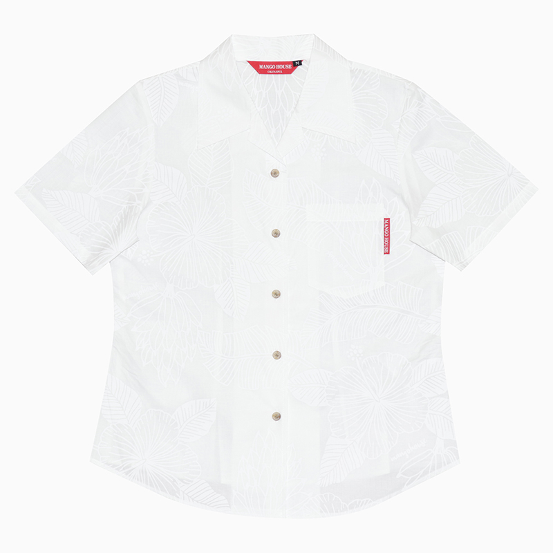 沖縄アロハシャツ　レディース　かりゆしウェア　ラッカーホワイト