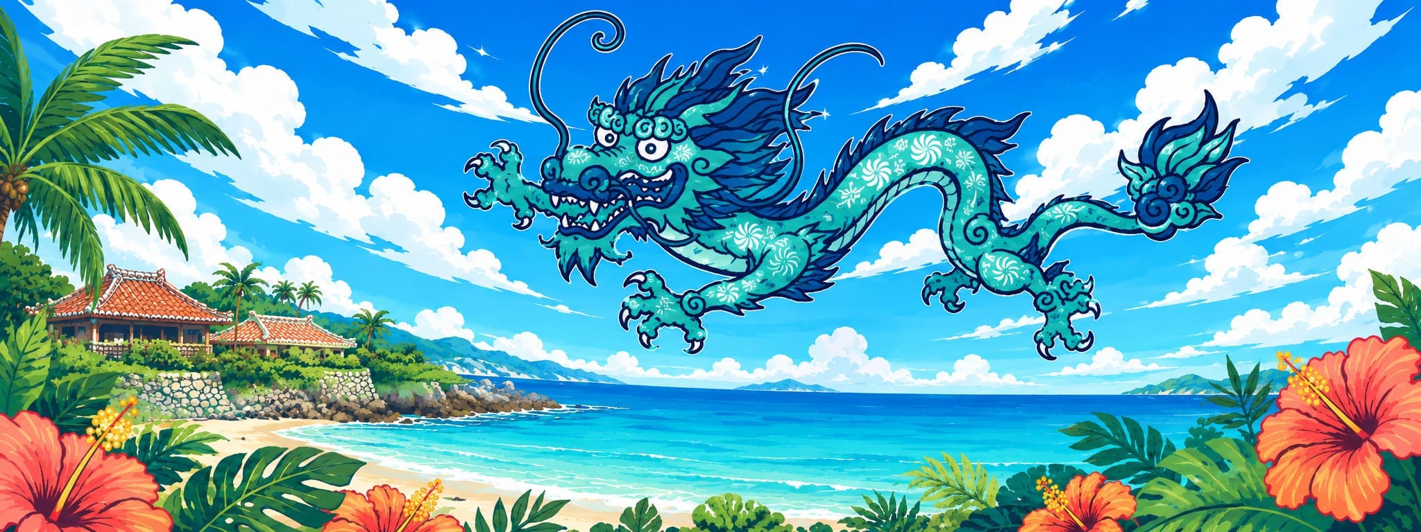 ドラゴン柄のメンズかりゆしウェア