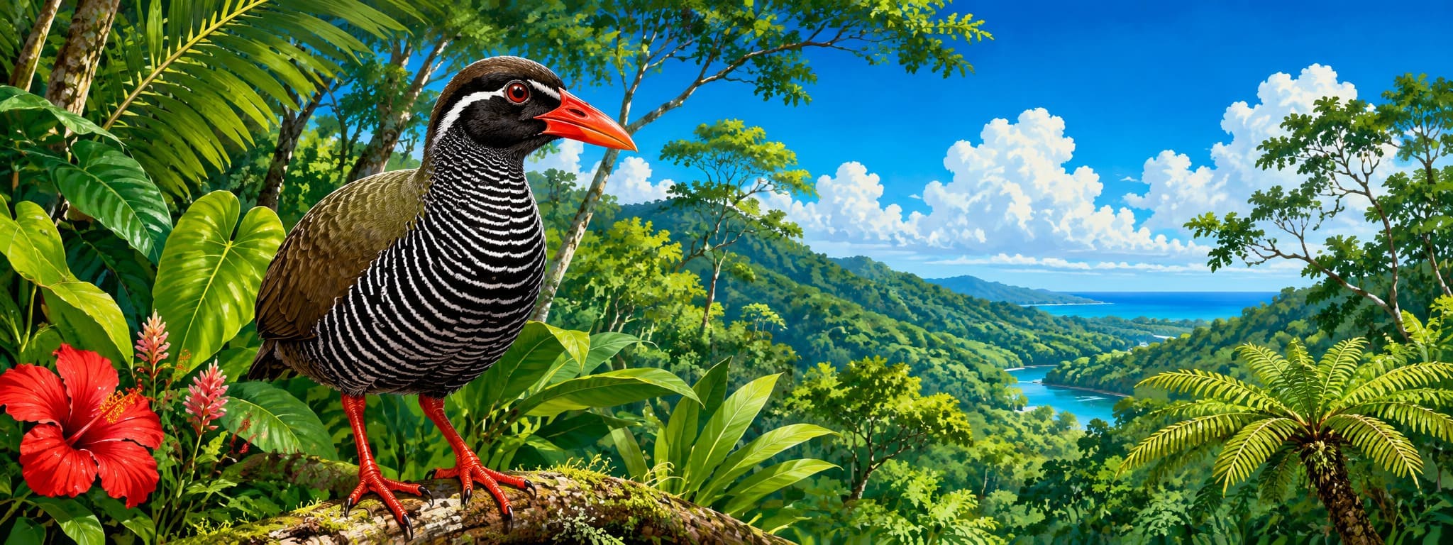 ヤンバルクイナ柄のメンズかりゆしウェア