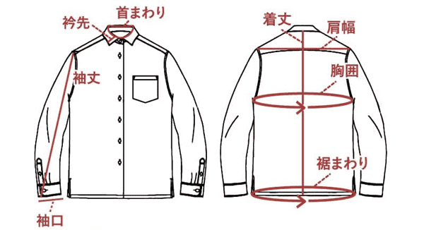 シャツの採寸図