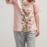 アロハシャツ－かりゆしウェア【ユリストレチアボーダー（スリムフィット/ボタンダウンシャツ）　メンズ】