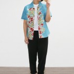 アロハシャツ－かりゆしウェア【ユリストレチアボーダー（開襟シャツ）　レディース】