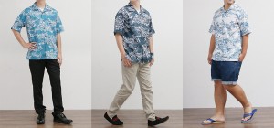 アロハシャツ－かりゆしウェア【ドラゴン進貢船（開襟シャツ）　メンズ】のコーディネート