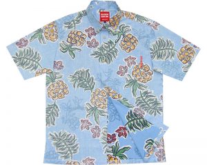 アダン柄でブルー色の沖縄アロハ
