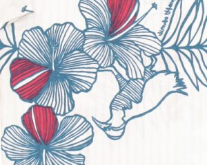 かりゆしウェア生地線画クイナハイビー