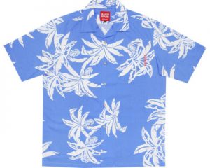 島バナナ大柄ライトブルー開襟シャツ