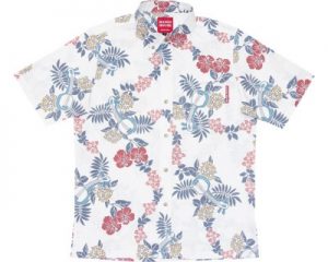 三線サンダンカアイボリーボタンダウンシャツ