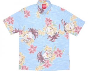 パインユリ風景ライトブルー／ボタンダウンシャツ