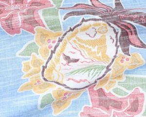 パインユリ風景ライトブルー生地