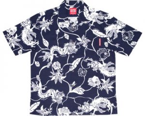 アロハシャツ　ドラゴン型柄　かりゆしウェア