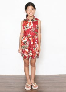 ボタニカルハイビーシャツワンピ_レッド