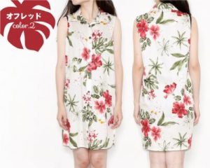 ボタニカルハイビー　シャツワンピ