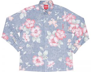 ハイビスカス 長袖かりゆしウェア ボタニカル柄