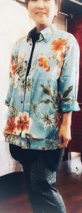長袖アロハシャツ　レディース　オーバーサイズ