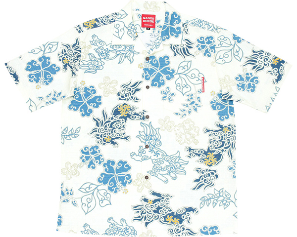 沖縄アロハシャツ和柄シーサーハイビー