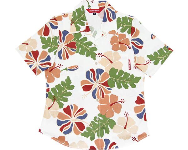 アロハシャツカラフルハイビーオフオレンジ