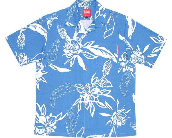 アロハシャツ月下美人ライトブルー