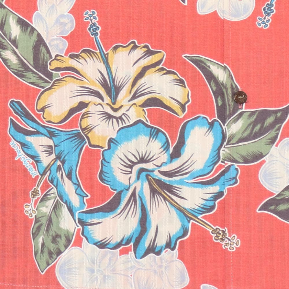 オレンジ　アロハシャツ