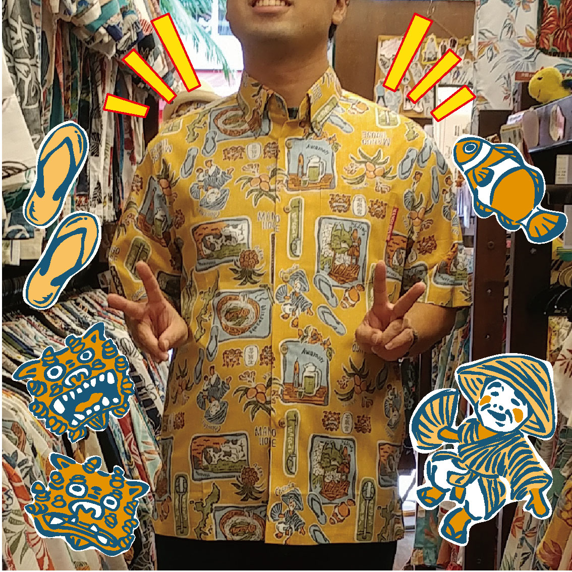 【新作かりゆしウェア紹介！】ゆるくてローカルな沖縄をイメージした“おきなわチャンプルー”！！
