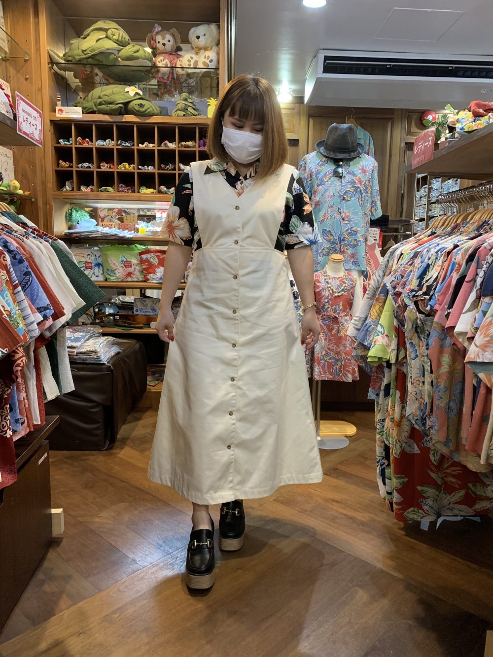 沖縄アロハで綺麗めモノトーンコーデ♡♥