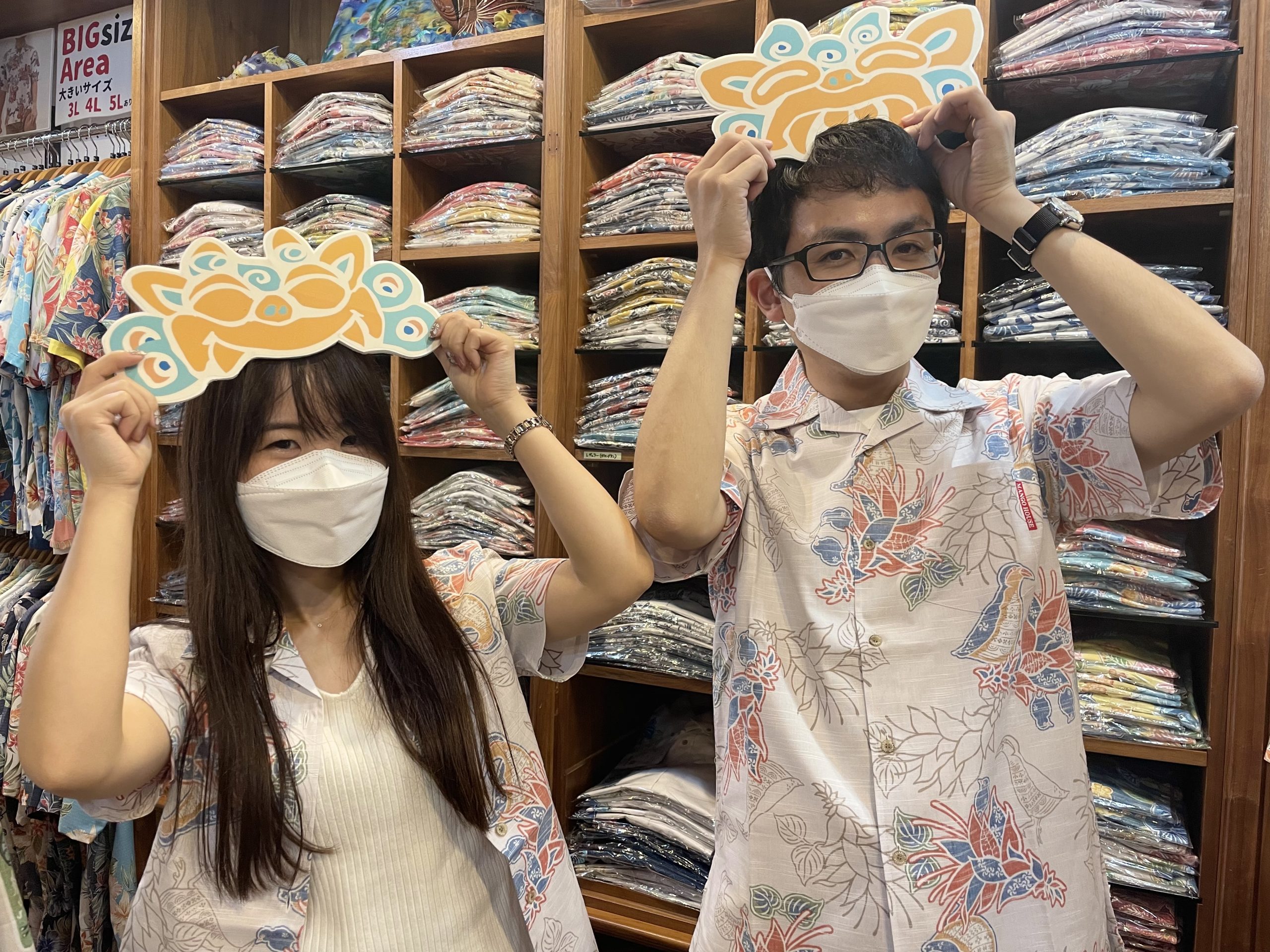 沖縄にきたらやっぱりかりゆしウェア～☆お揃いで旅行を楽しむぞ～～🎶