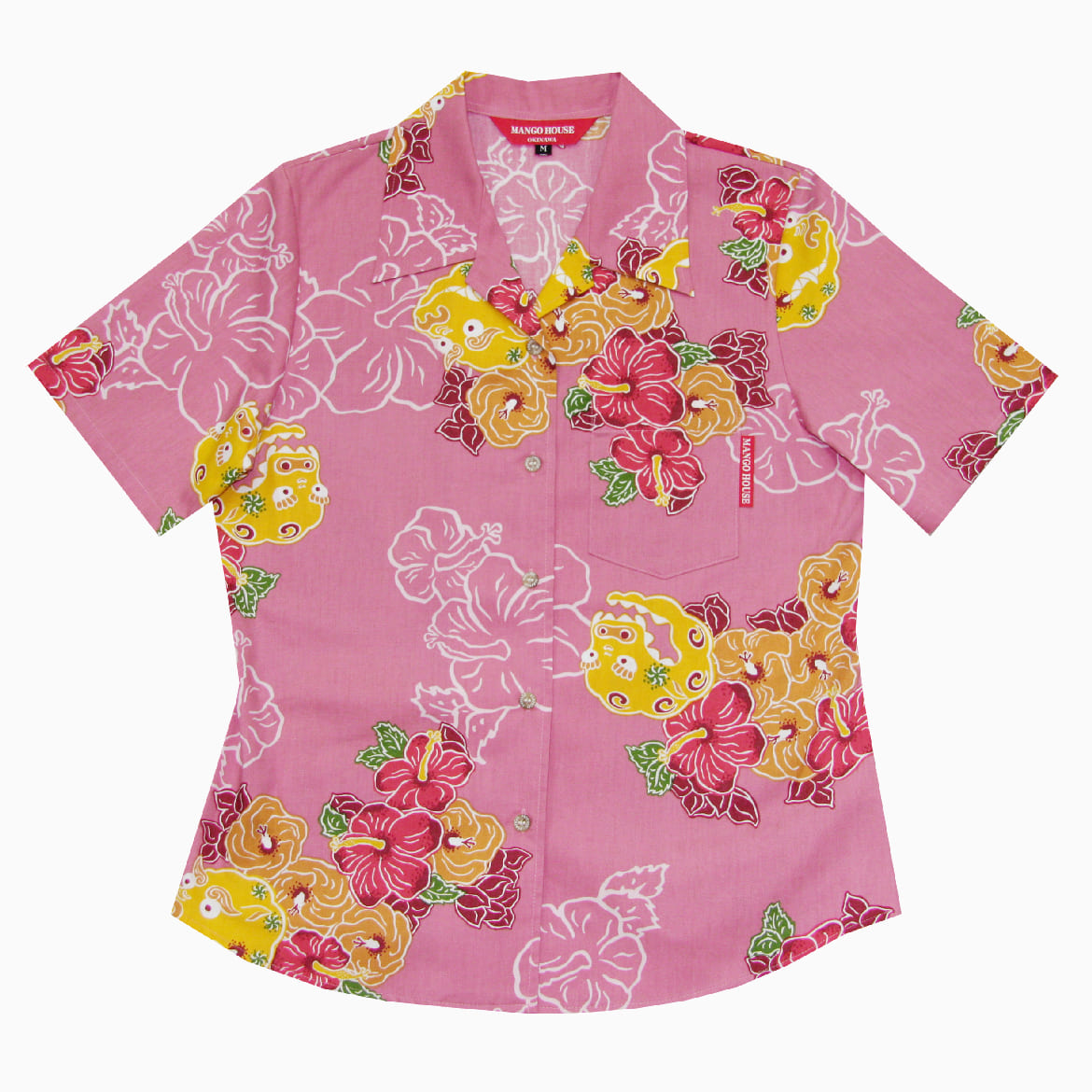 マンゴハウスのレディース商品紹介（獅子舞風花シーサー）開襟タイプ。