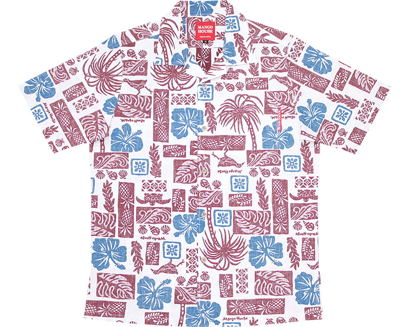 アロハシャツ－かりゆしウェア【アイランドパッチワーク（スリムフィット/開襟シャツ）裏地仕様　メンズ】