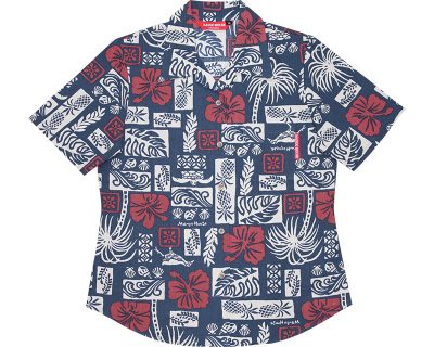 アロハシャツ－かりゆしウェア【アイランドパッチワーク（開襟シャツ）　レディース】