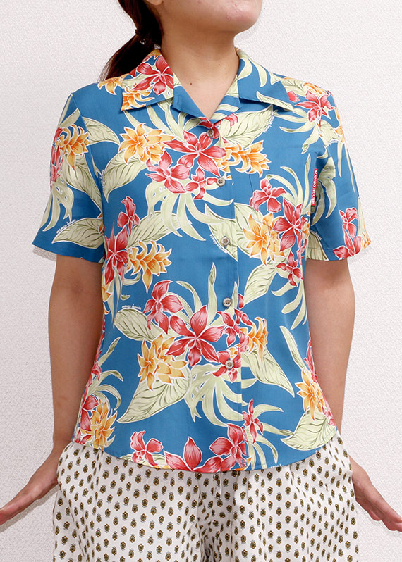 レディース沖縄アロハシャツ（かりゆしウェア） > 177042　トロピカルウコン　レディース